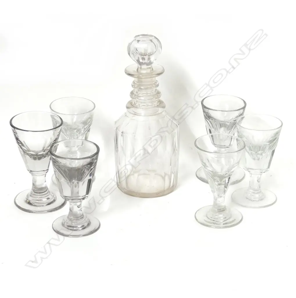 A Georgian decanter and six glasses Image 1++