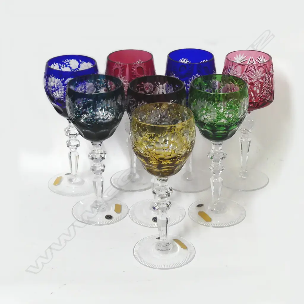 Eight Bohemian crystal wine glasses Image 1++