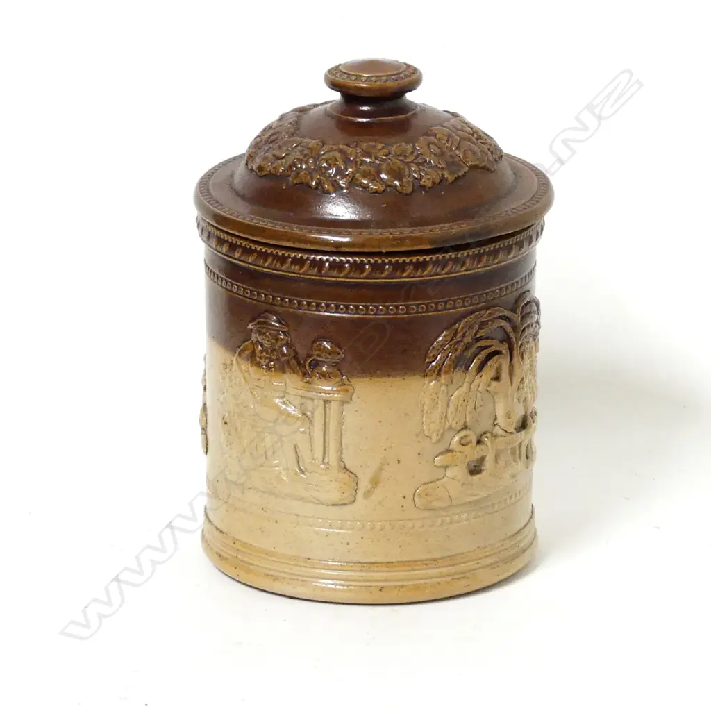 A 19thC salt glazed tobacco humidor Image 1++