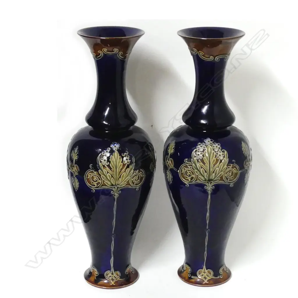 A pair of Doulton Art Nouveau tall vases Image 1++
