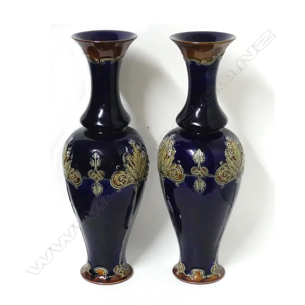 A pair of Doulton Art Nouveau tall vases Image 1++