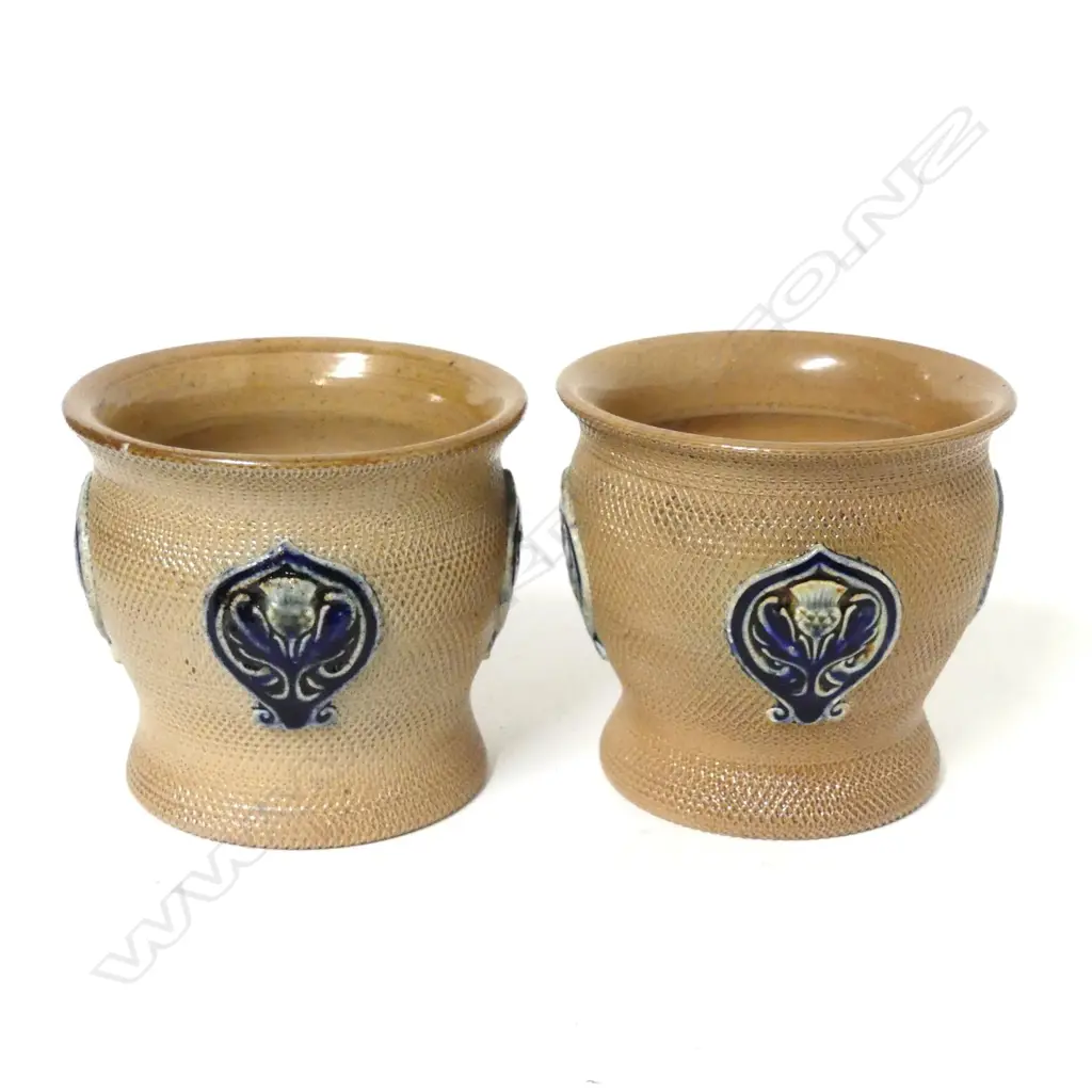 A pair of Royal Doulton Lambeth small vases Image 1++