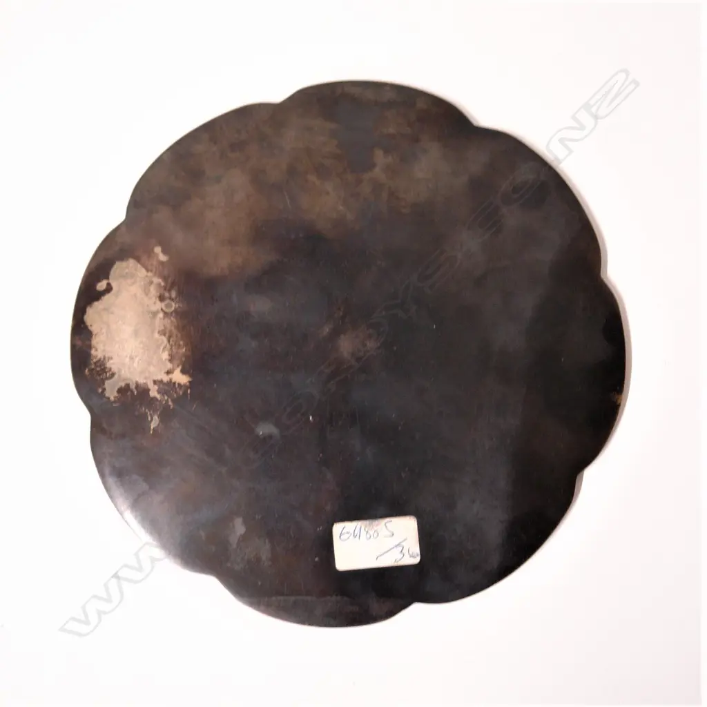 An old Chinese white metal (silver?) cloud form mirror Image 1++
