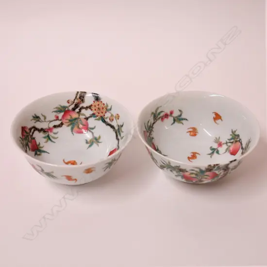 A pair of high quality Chinese porcelain peach and bat bowls