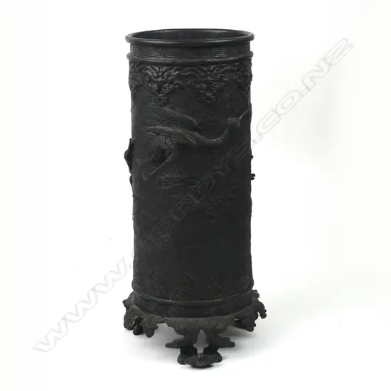 A Japanese Meiji period decorative cast bronze vase