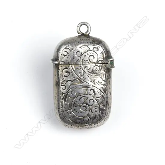 A Victorian silver engraved vesta case