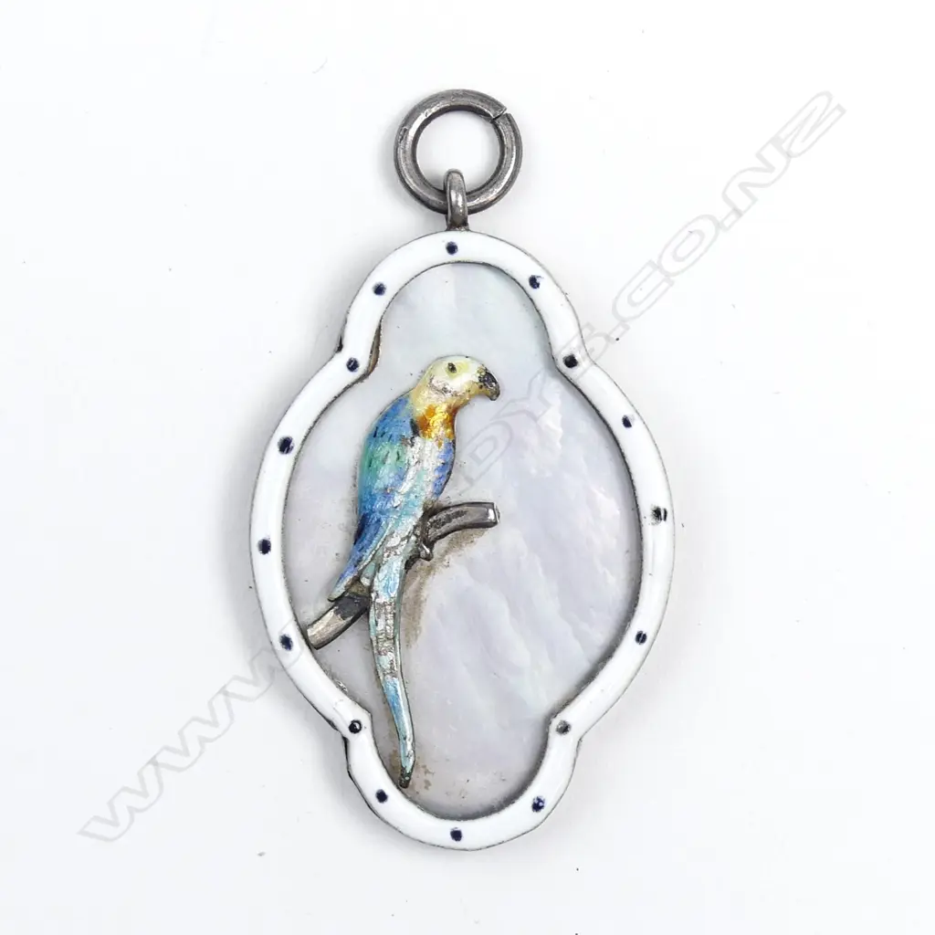 A silver enamel and mother of pearl pendant Image 1++