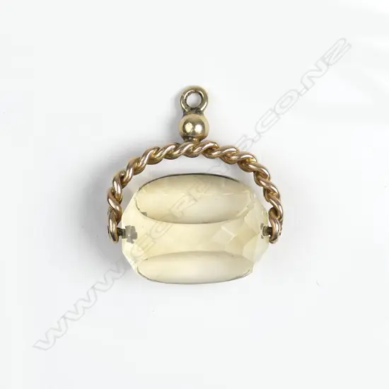 A 9ct gold and citrine fob spinner