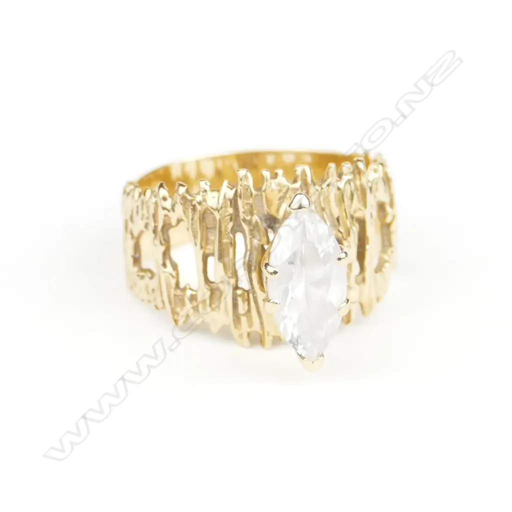 A 14ct gold and cubic zirconia 1970s designer ring Image 1++