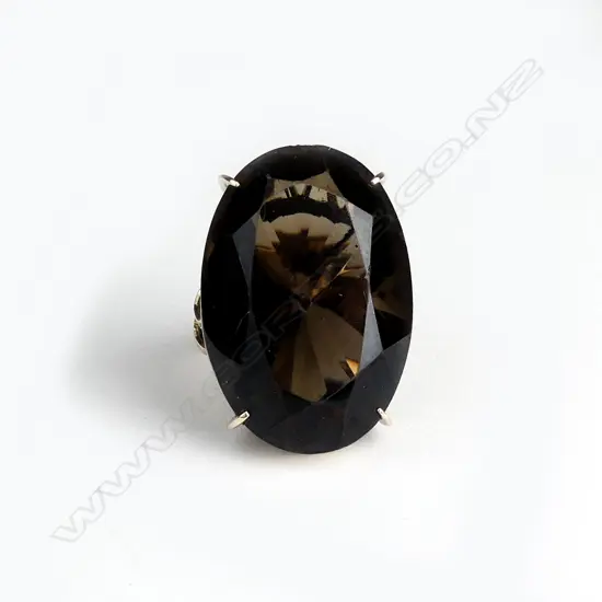 An impressive 14ct gold and smoky quartz cocktail ring
