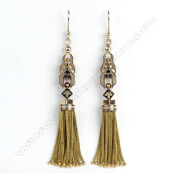 A pair of Victorian 15ct. rose and yellow gold tassel earrings