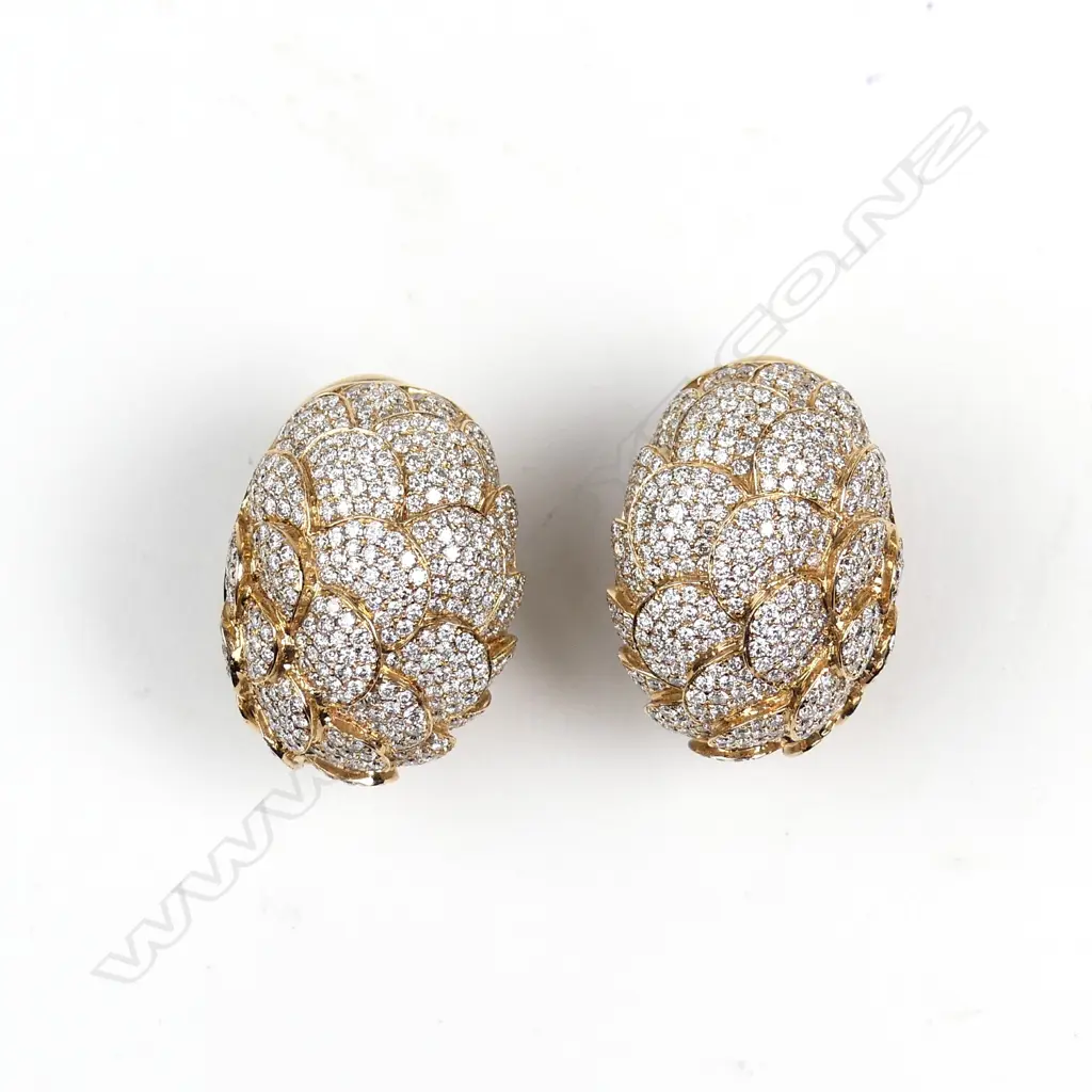 A pair of 18ct rose gold and multi diamond cluster earrings Image 1++