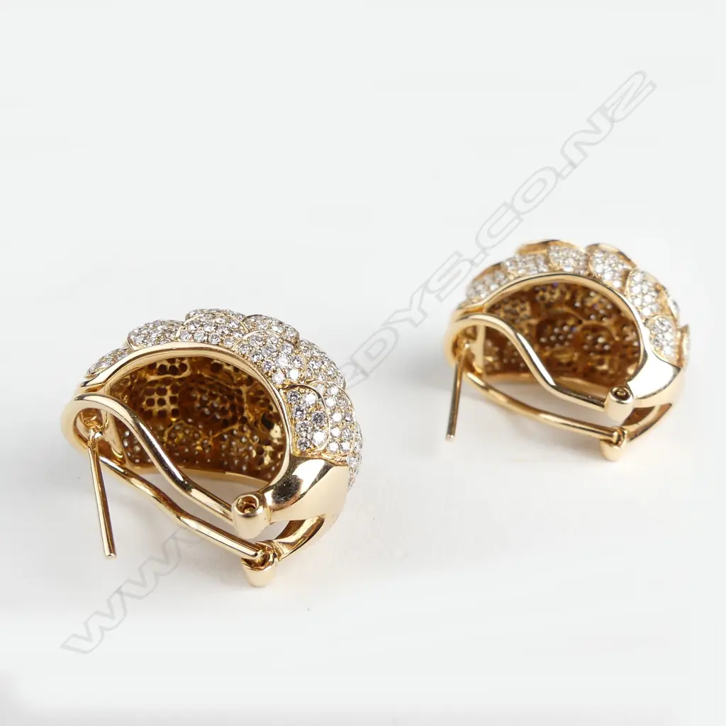 A pair of 18ct rose gold and multi diamond cluster earrings Image 1++