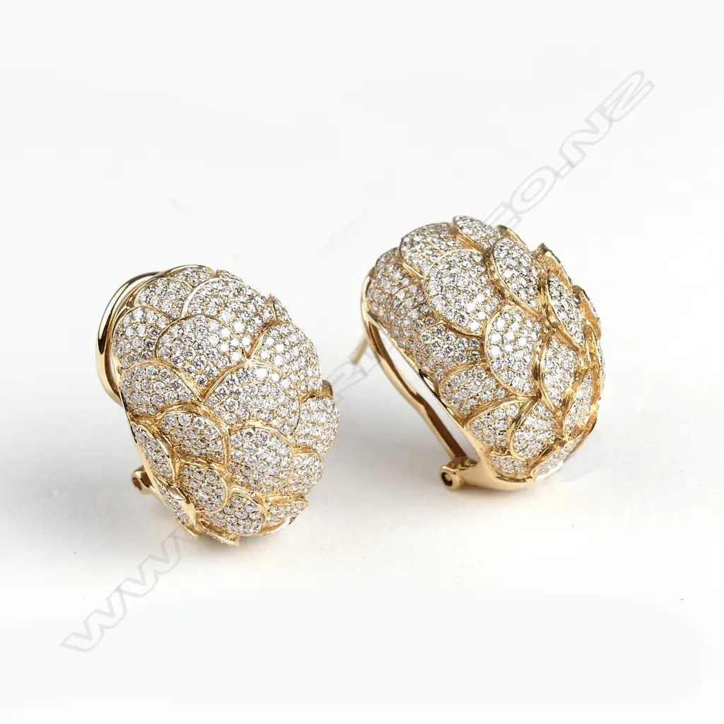 A pair of 18ct rose gold and multi diamond cluster earrings Image 1++