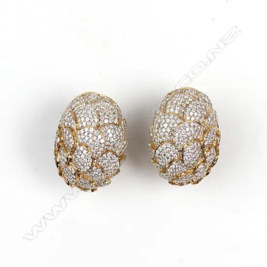 A pair of 18ct rose gold and multi diamond cluster earrings