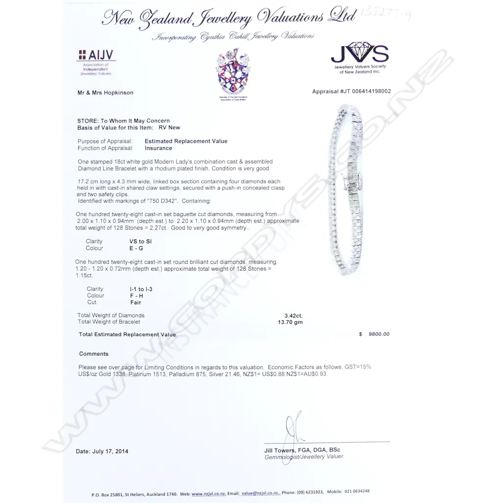 An 18ct white gold multi-diamond tennis bracelet Image 1++