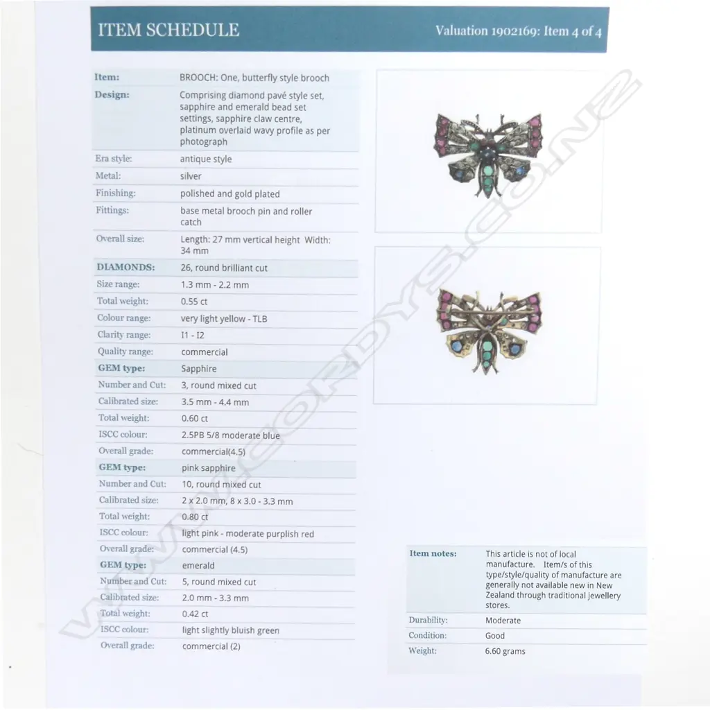 A multi-coloured gemstone encrusted butterfly brooch Image 1++