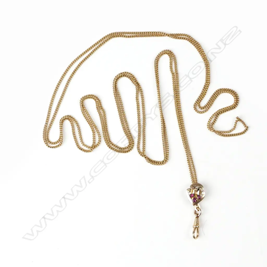 An early 20thC 9ct. rose gold muff chain Image 1++