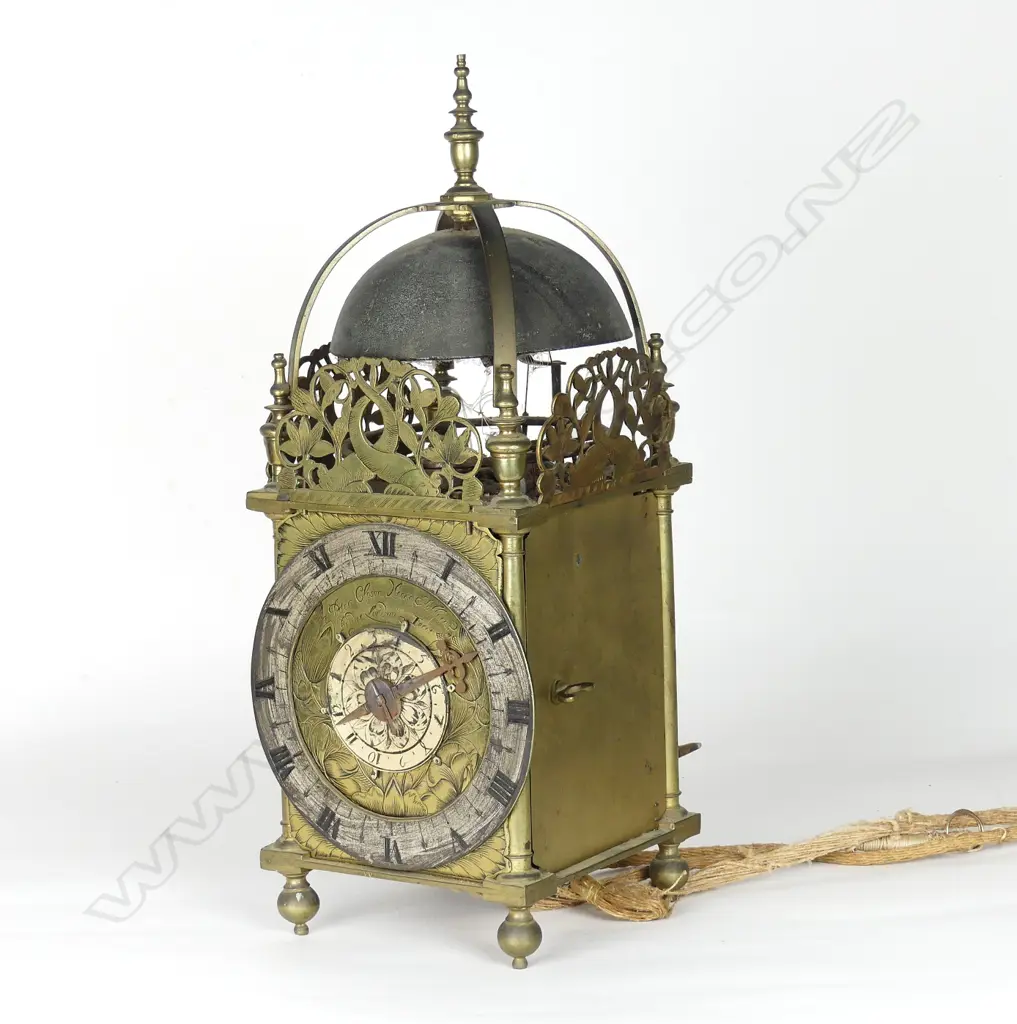 A rare 17thC brass lantern clock by Peter Closon Image 1++