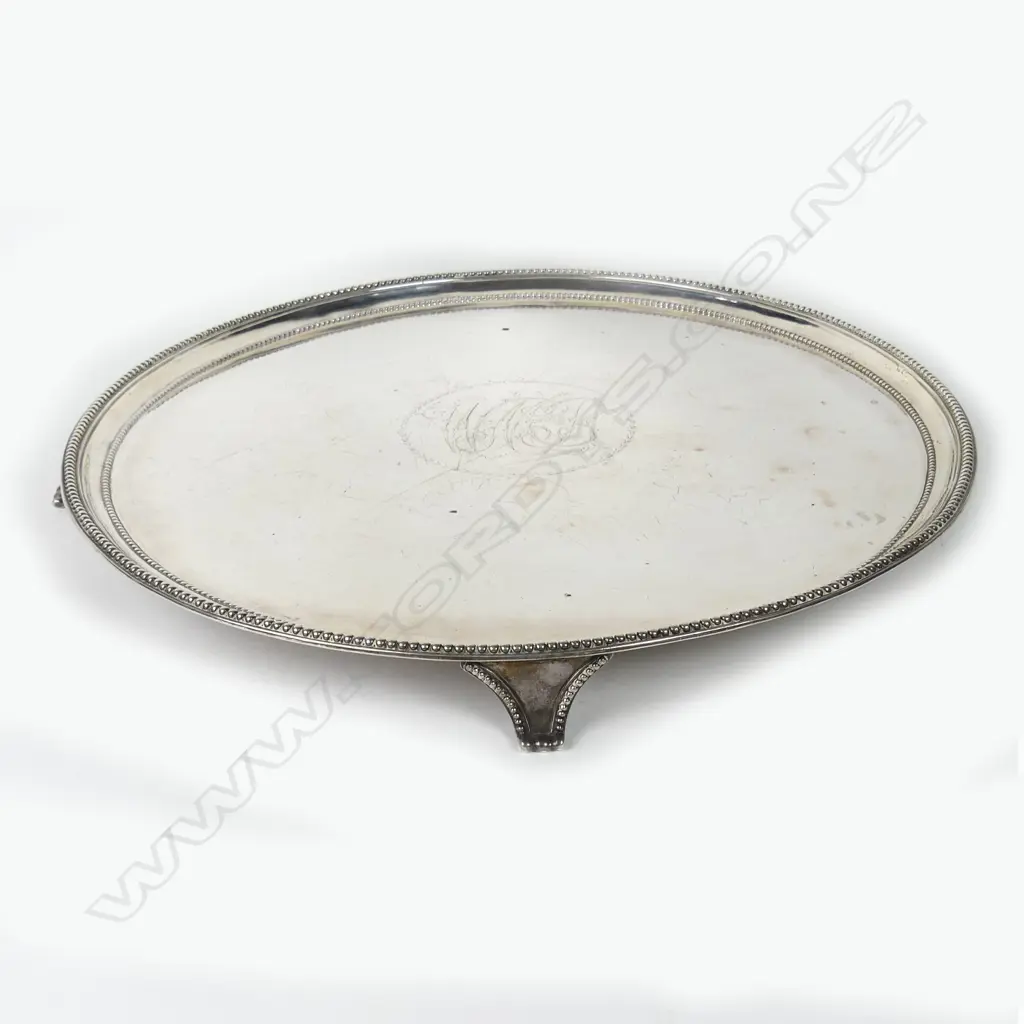 A large George III silver circular tray Image 1++