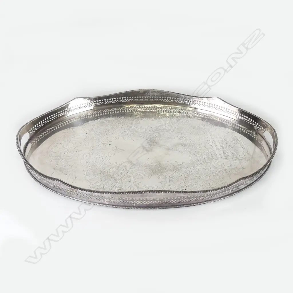 A silver plate oval gallery tray Image 1++