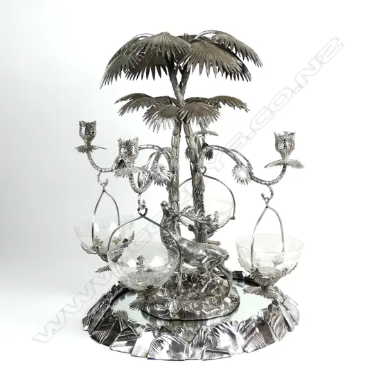 An impressive Victorian silver plate table centrepiece candelabrum