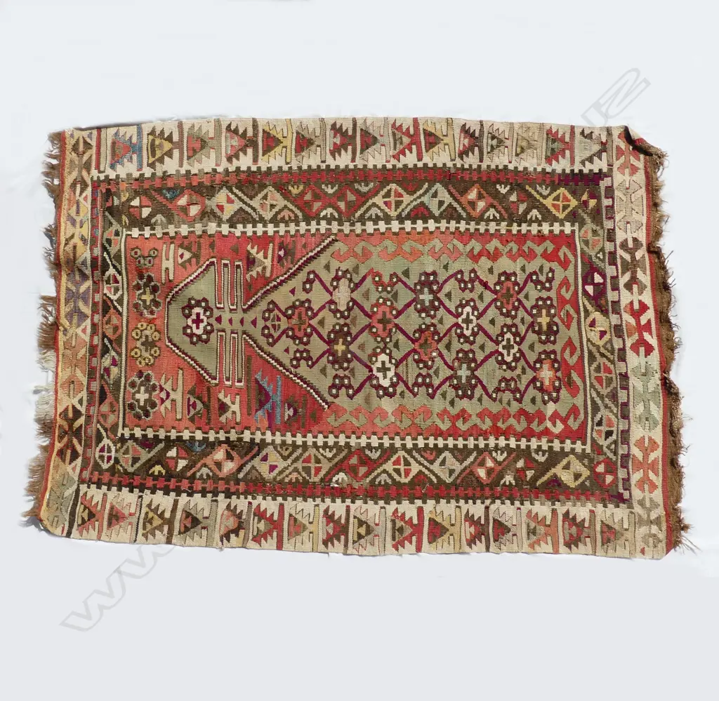 An antique Kurdish slit weft kilim prayer rug Image 1++