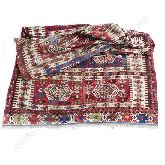 A large Anatolian flit-weft kilim carpet