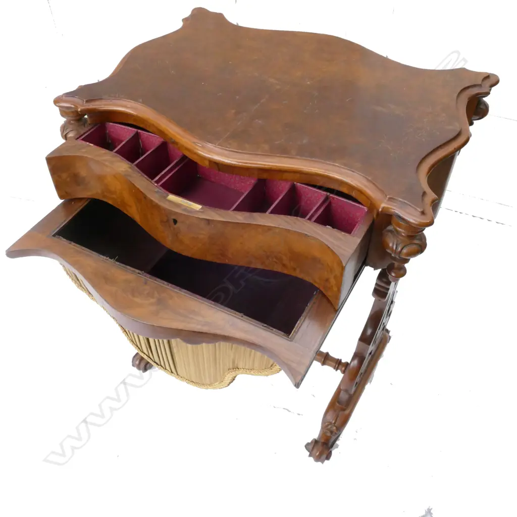 A Victorian walnut work table Image 1++