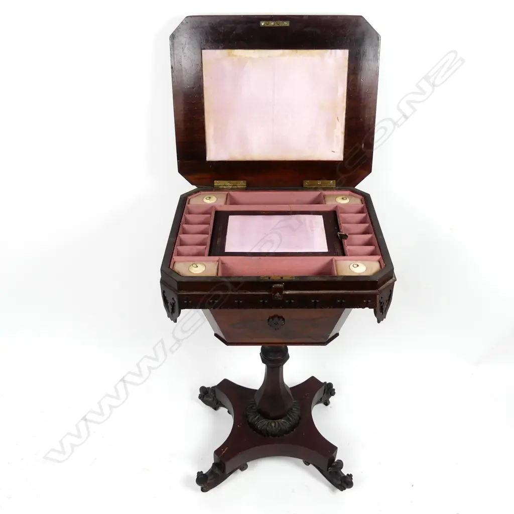 A Victorian Gothic rosewood sewing table Image 1++