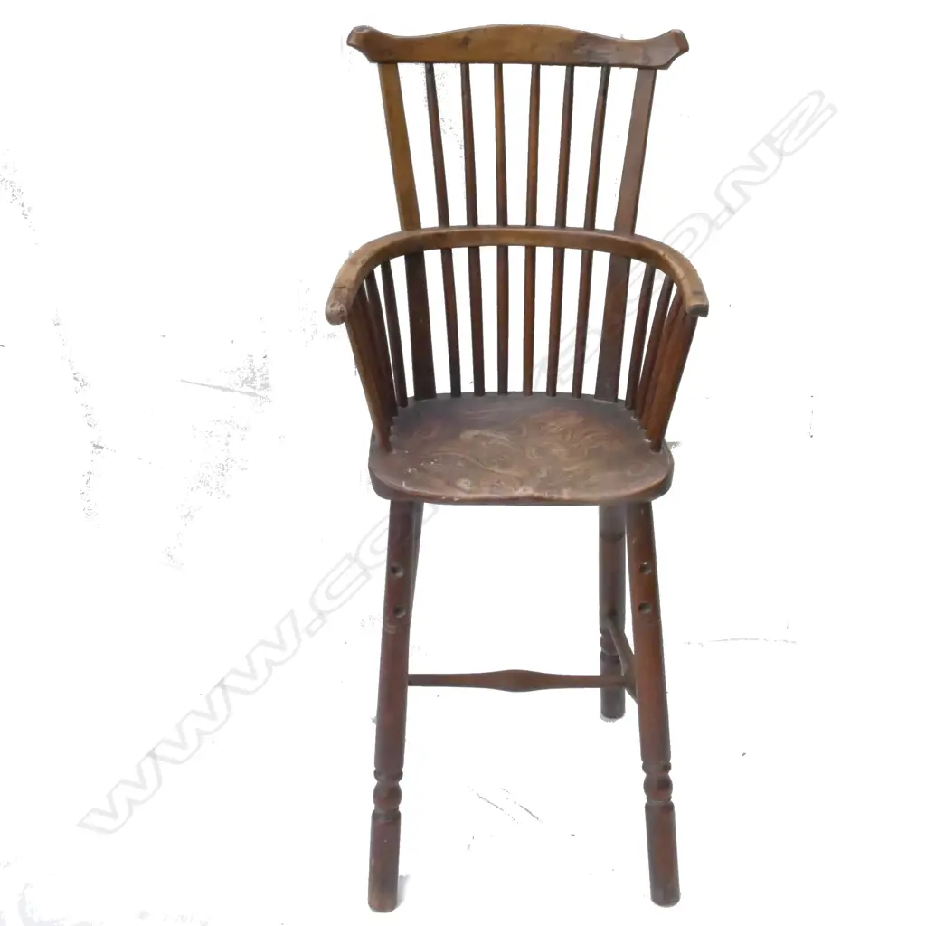 An early 19thC child's Windsor stick-back high chair Image 1++