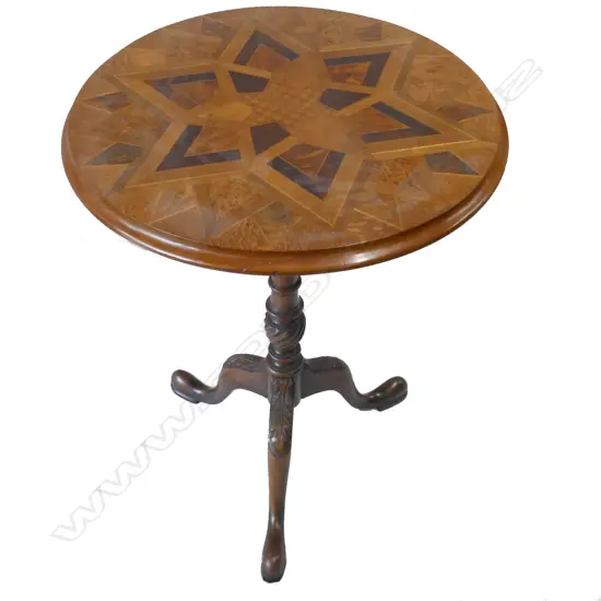 A good inlaid New Zealand woods card table attributed to William Norrie