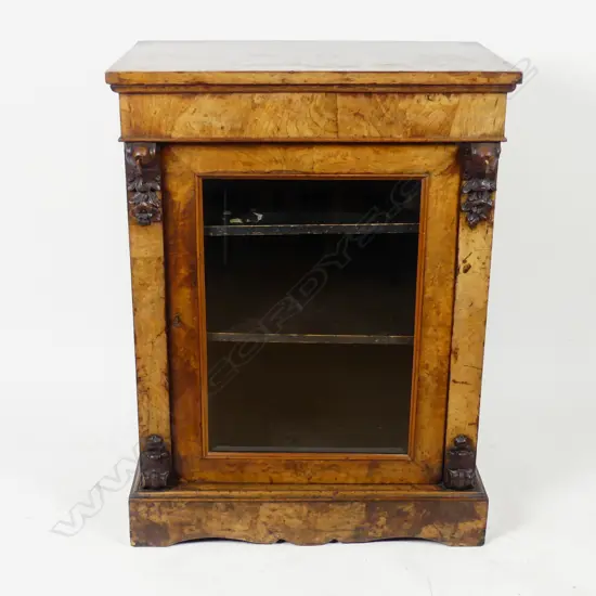A Victorian burr walnut pier cabinet