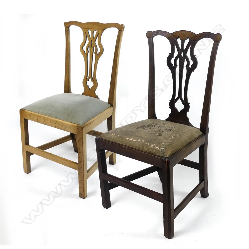 Eight Georgian mahogany Chippendale-style dining chairs Image 1++