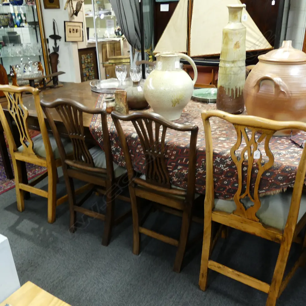 Eight Georgian mahogany Chippendale-style dining chairs Image 1++