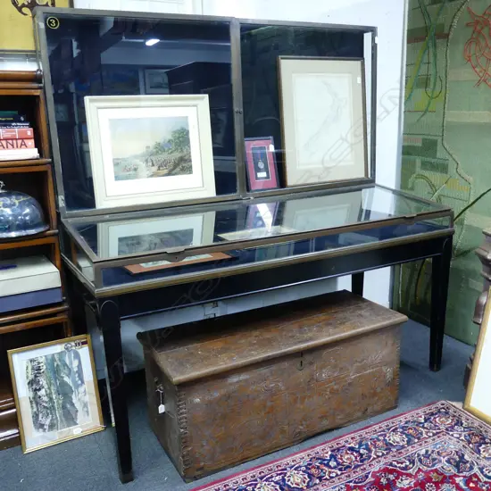 A good early 20thC bronze framed museum display cabinet