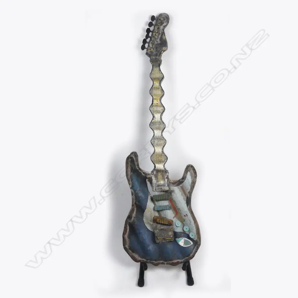 Jeff Thomson 'Fender Stratocaster' sculpted corrugated iron guitar Image 1++