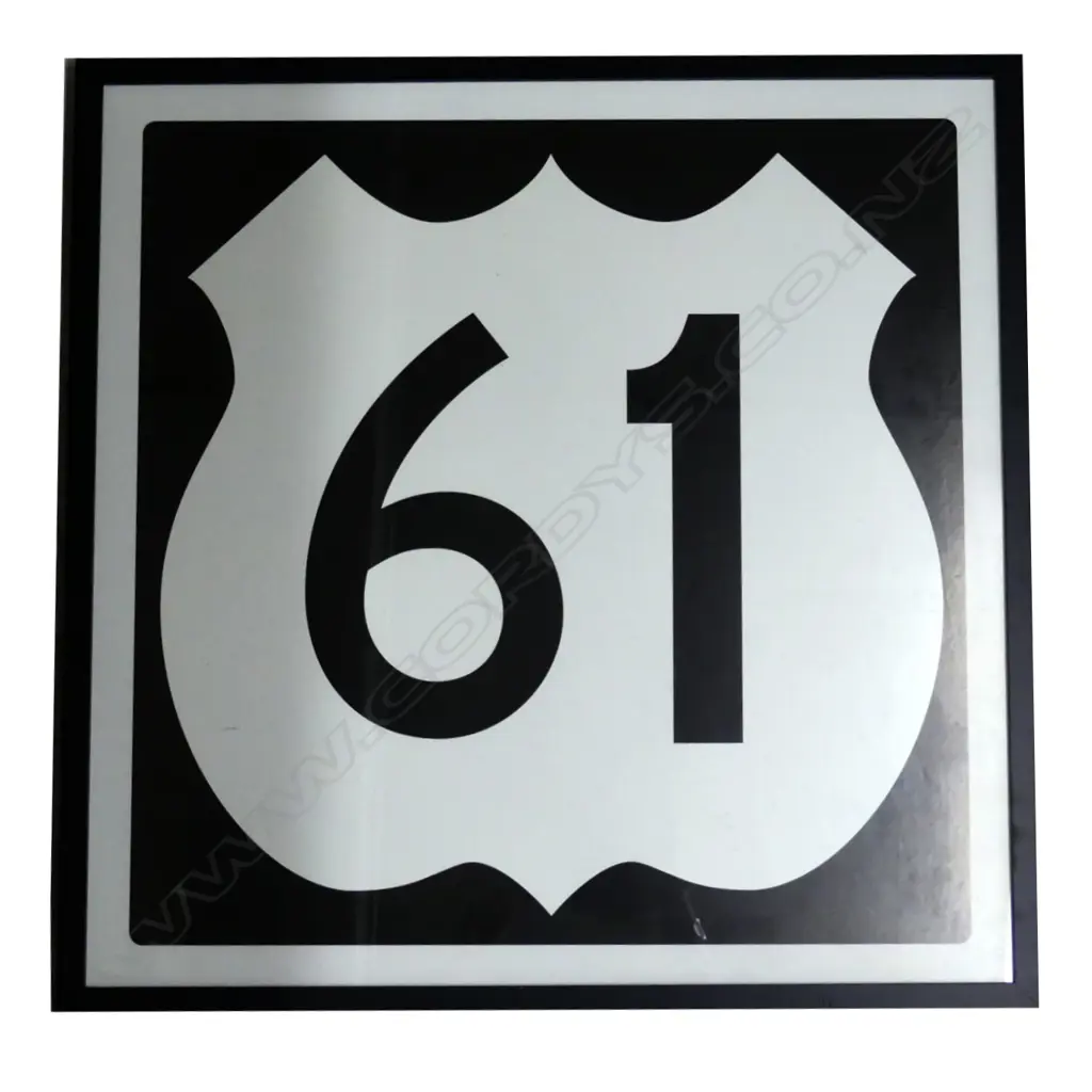 A framed print of Highway 61 road sign Image 1++