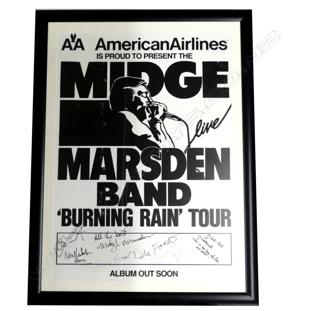 A framed promotional poster Midge Marsden Burning Rain Tour Image 1++