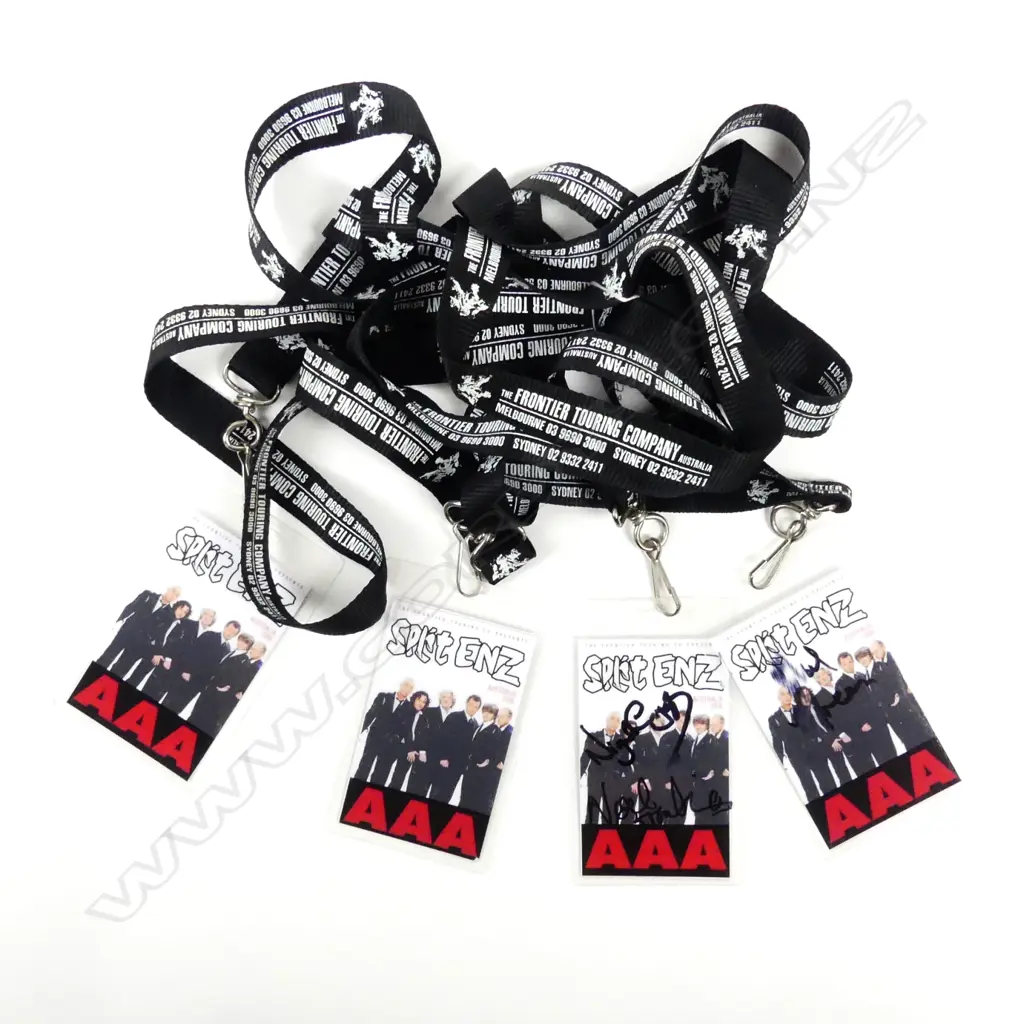 Four Split Enz backstage passes Image 1++