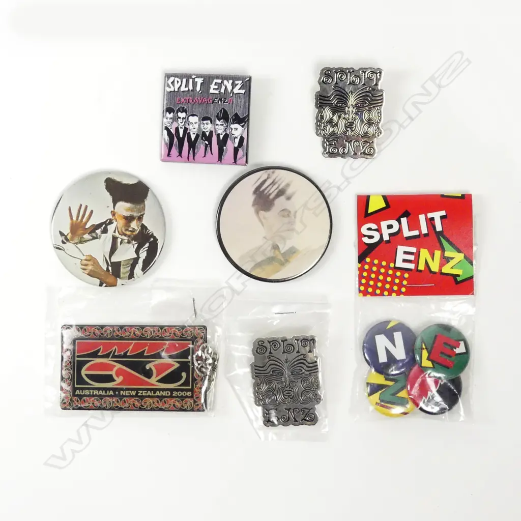 Seven assorted Split Enz badges Image 1++