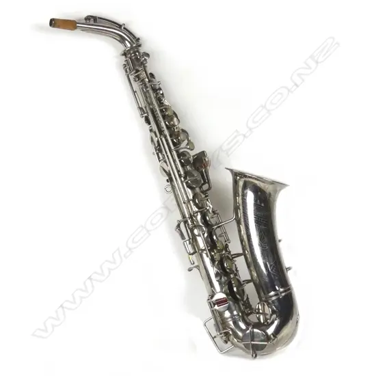 A Bruescher Aristocrat low pitch alto nickel silver saxophone