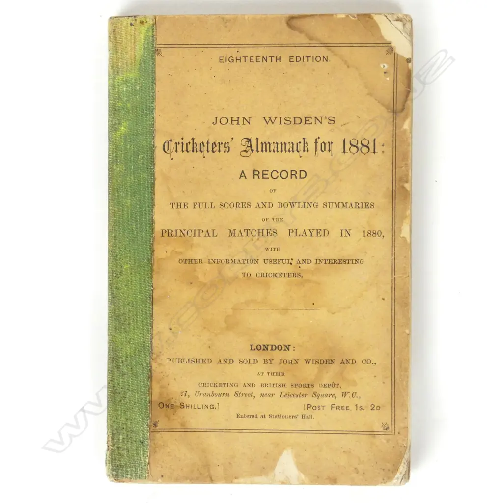 'John Wisden's Cricketers' Almanack for 1881' Image 1++