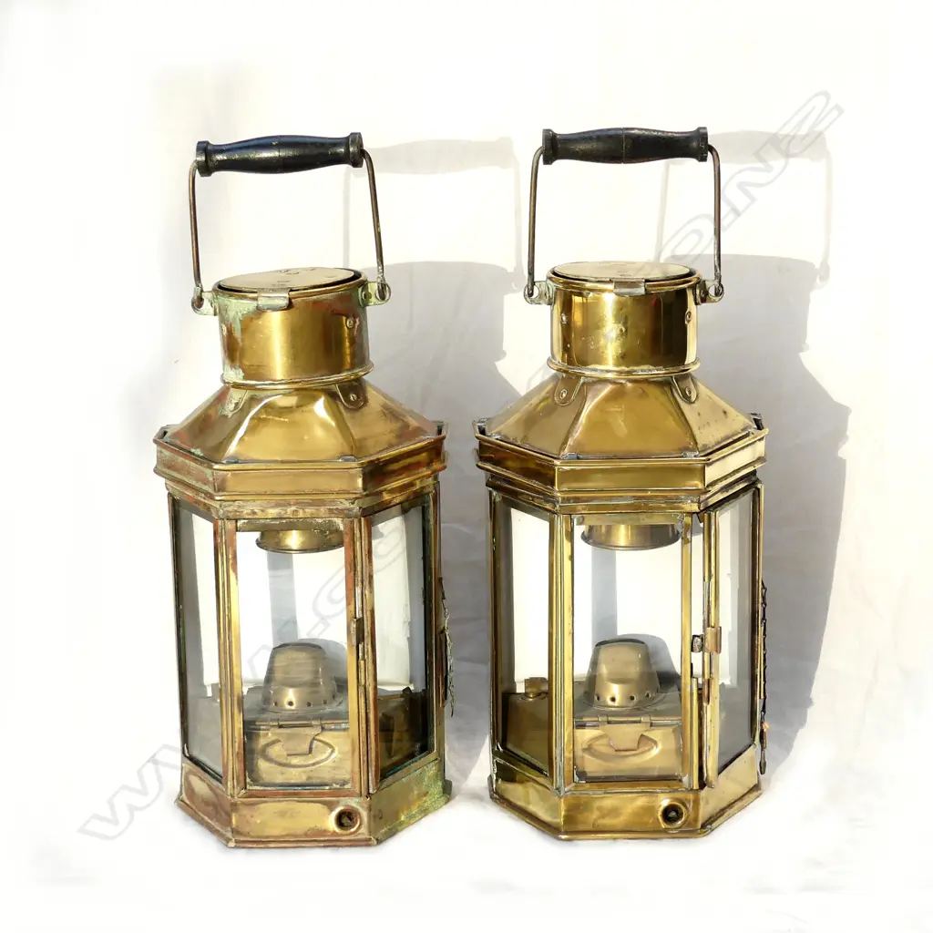 Two brass ship's lanterns Image 1++