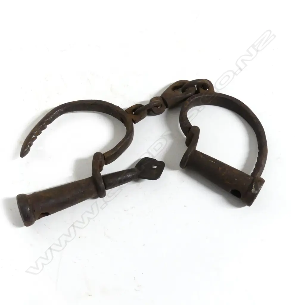 Pair of late 19thC convict's manacles Image 1++
