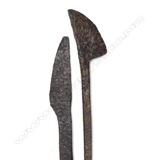 Two small wrought iron flensing knives