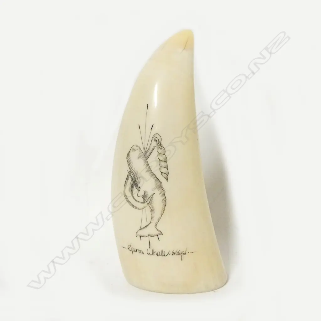 A small scrimshaw ivory tooth Image 1++