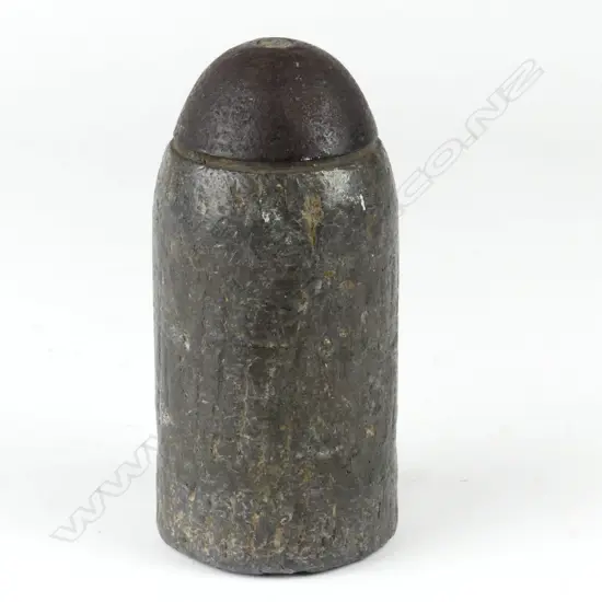 A late 19thC lead sheathed steel breech loading 6-pr projectile