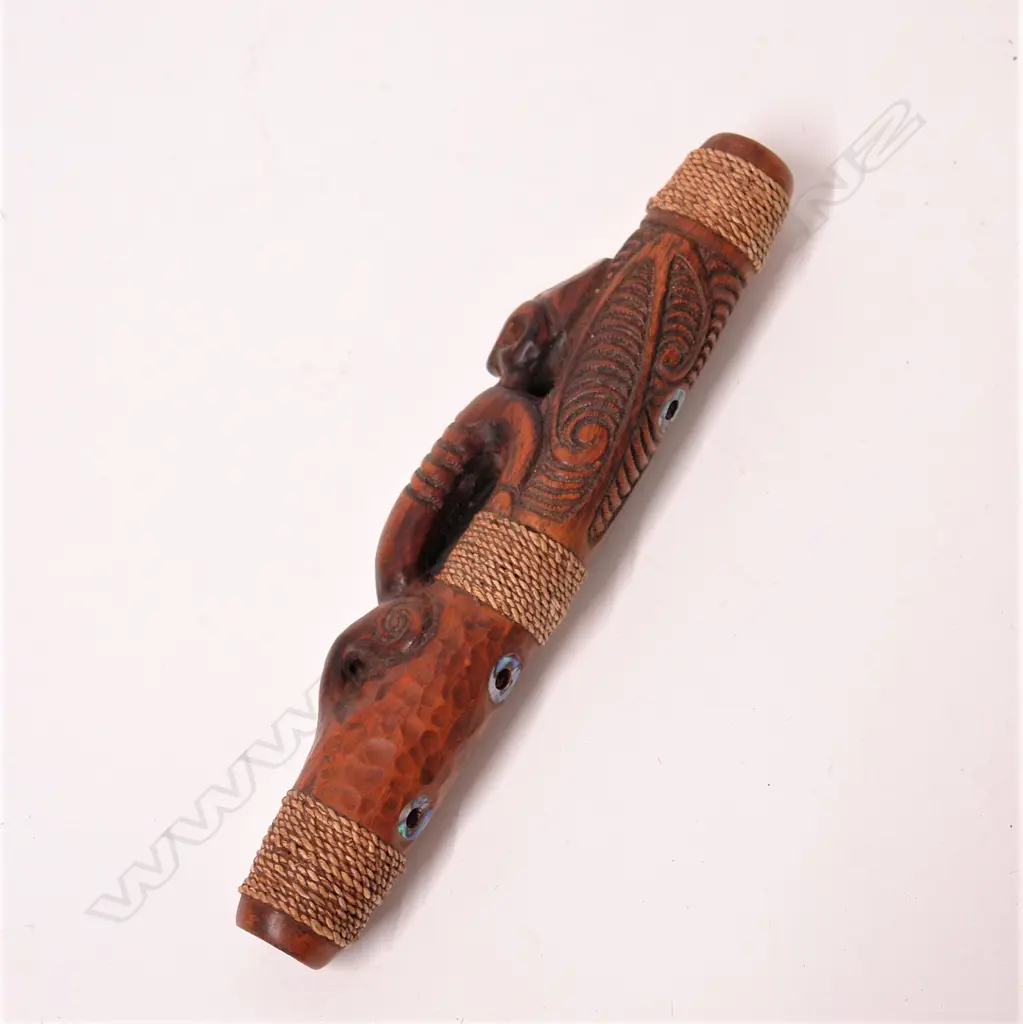 A 20thC Maori carved traditional koauau (flute) Image 1++