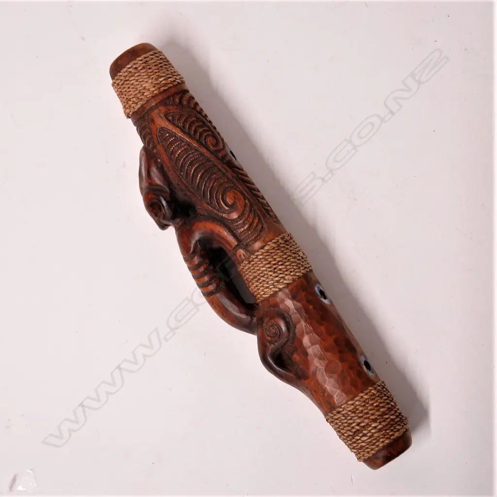 A 20thC Maori carved traditional koauau (flute) Image 1++